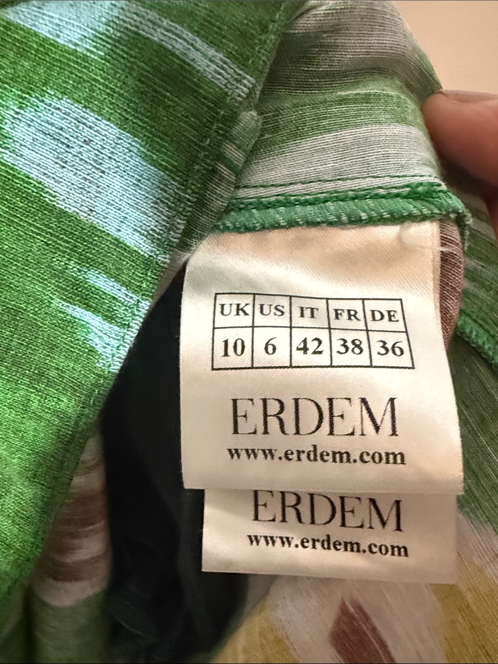 ERDEM Selene Green Printed Ikat Halter Maxi Dress size 6 - Picture 11 of 12